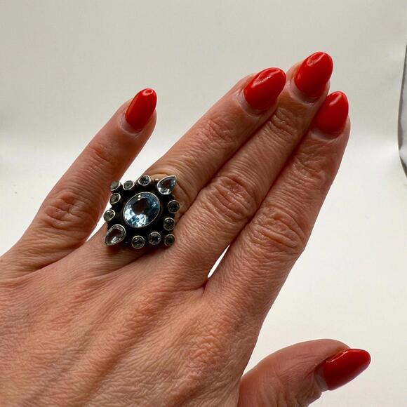 Jewelry - Blue Topaz Ring: 925 Sterling Silver, December Birthstone, Size 6